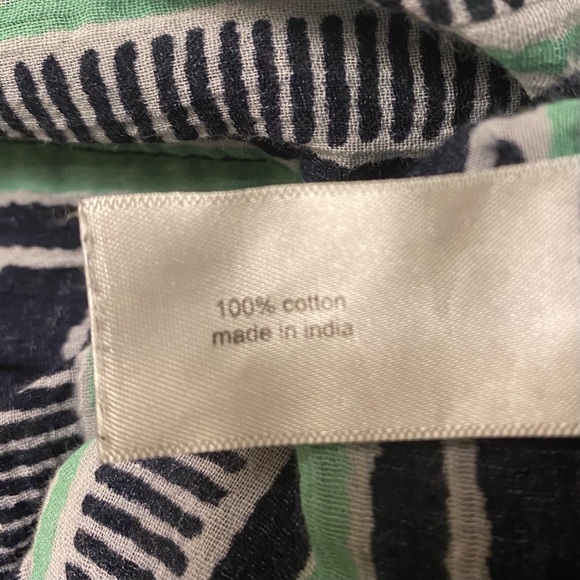 Lane Bryant Navy and Green Striped Cotton Blouse EUC - Picture 9 of 10